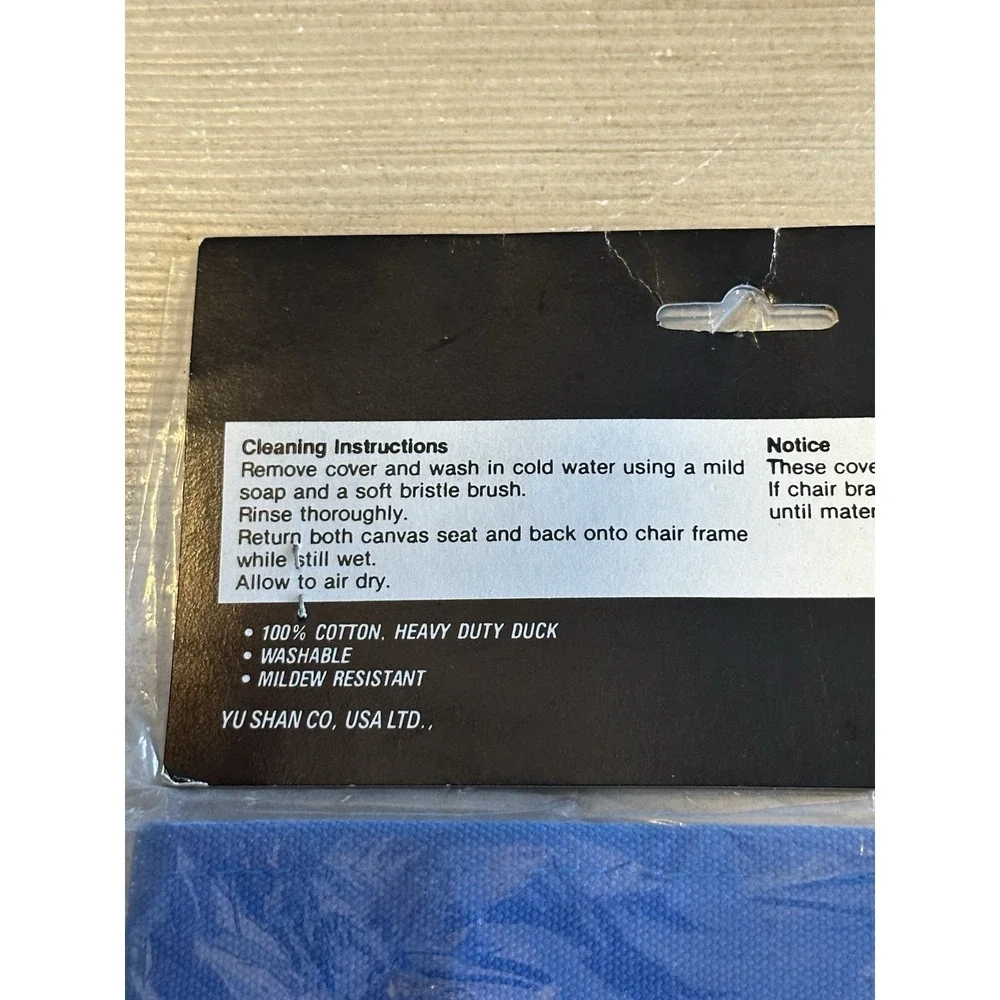 Vintage OYU SHAN Directors Chair Cover Replacement Canvas Colored Blue NIP